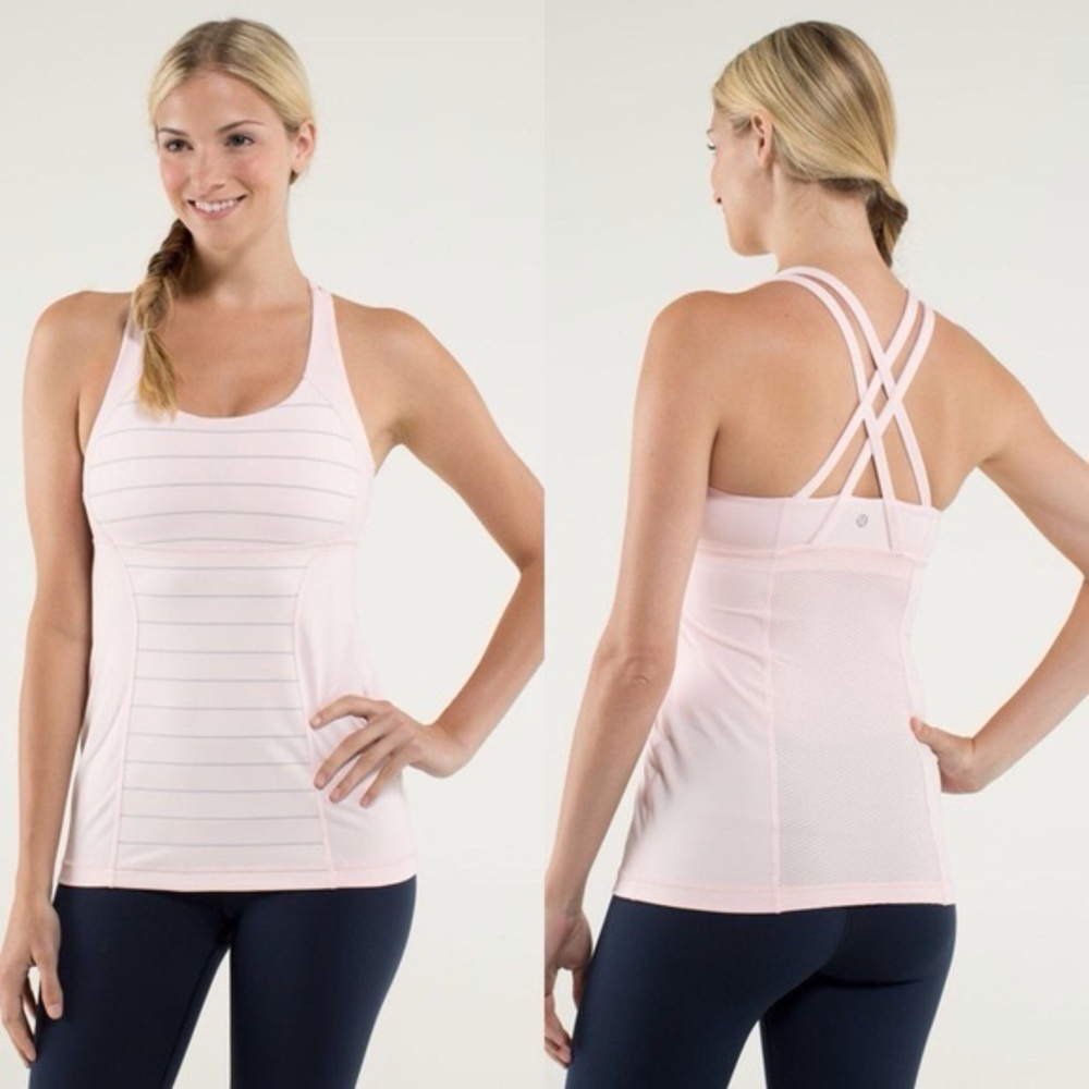 Lululemon stripe pink top size 6